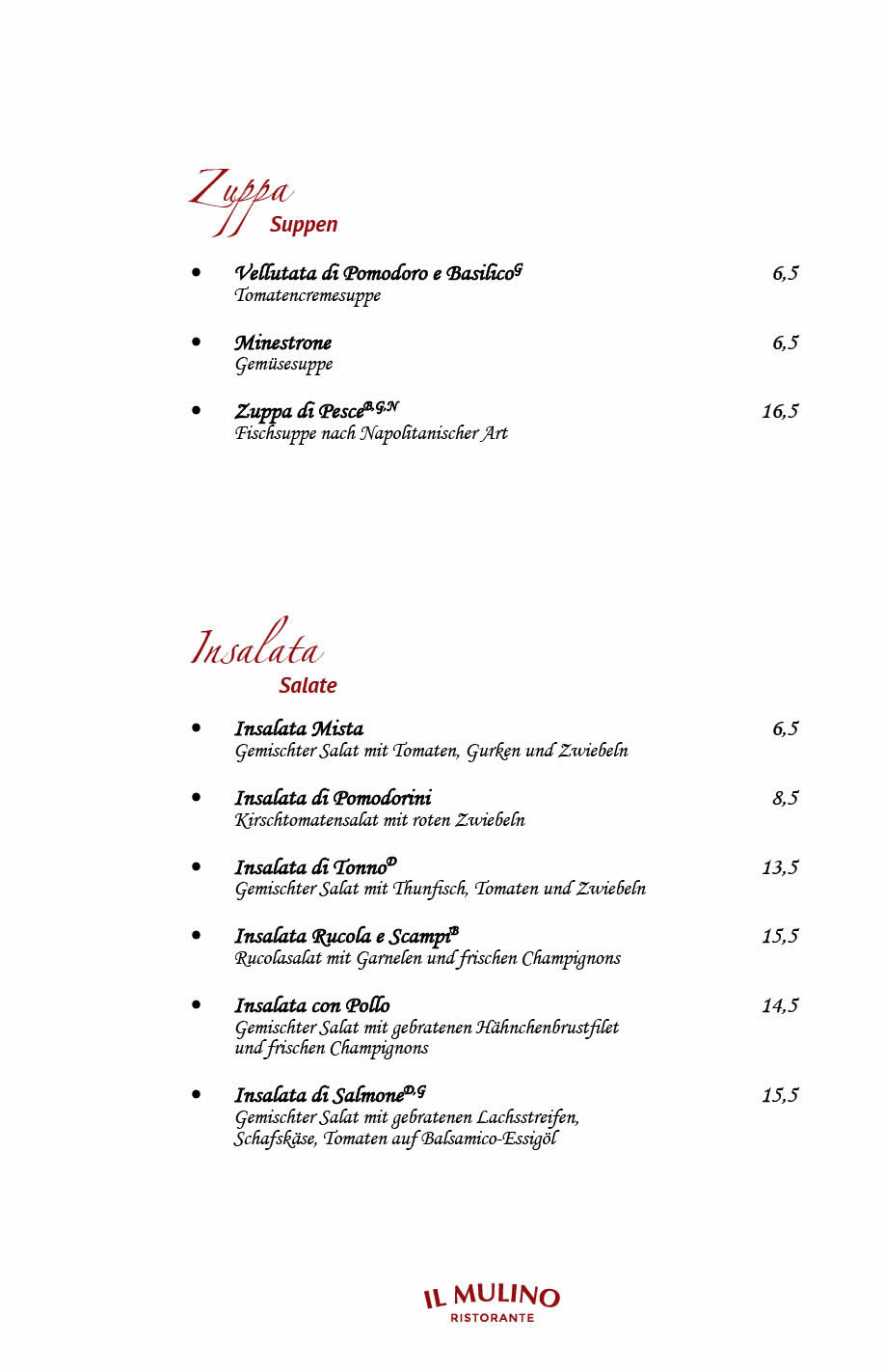 Ristorante Il Mulino Berlin - Steglitz Speisekarte 3