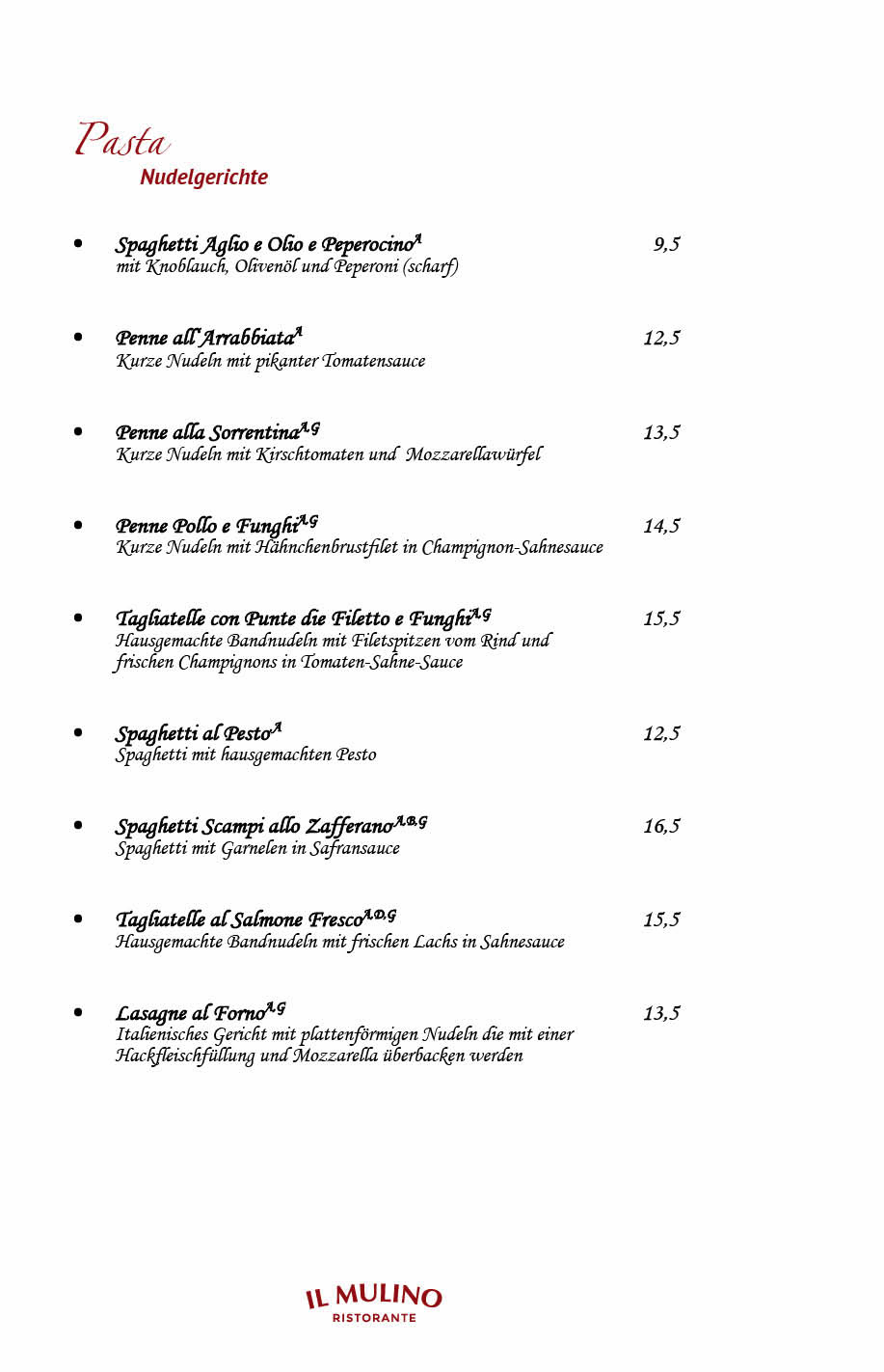 Ristorante Il Mulino Berlin - Steglitz Speisekarte 4