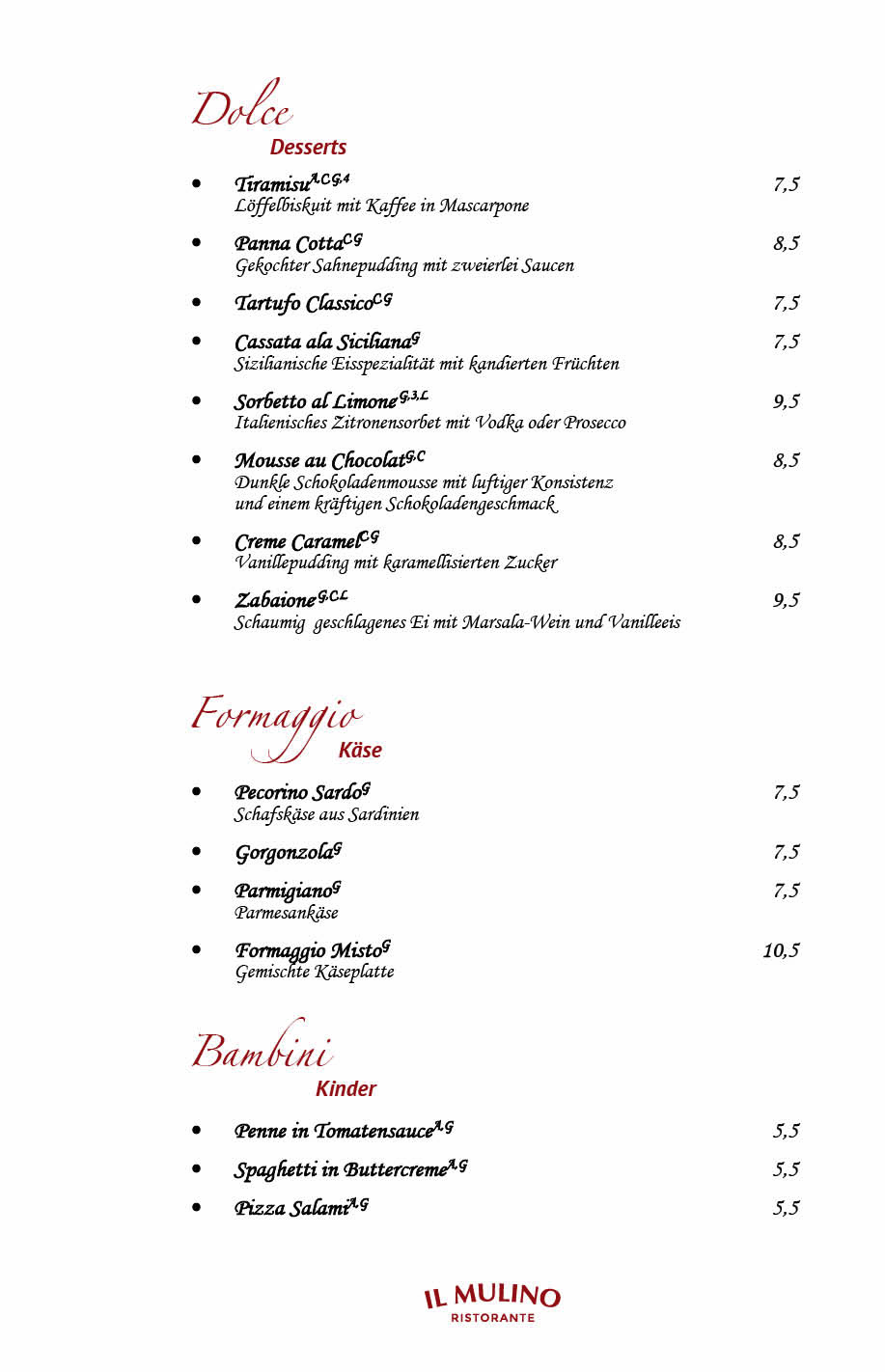 Ristorante Il Mulino Berlin - Steglitz Speisekarte 7