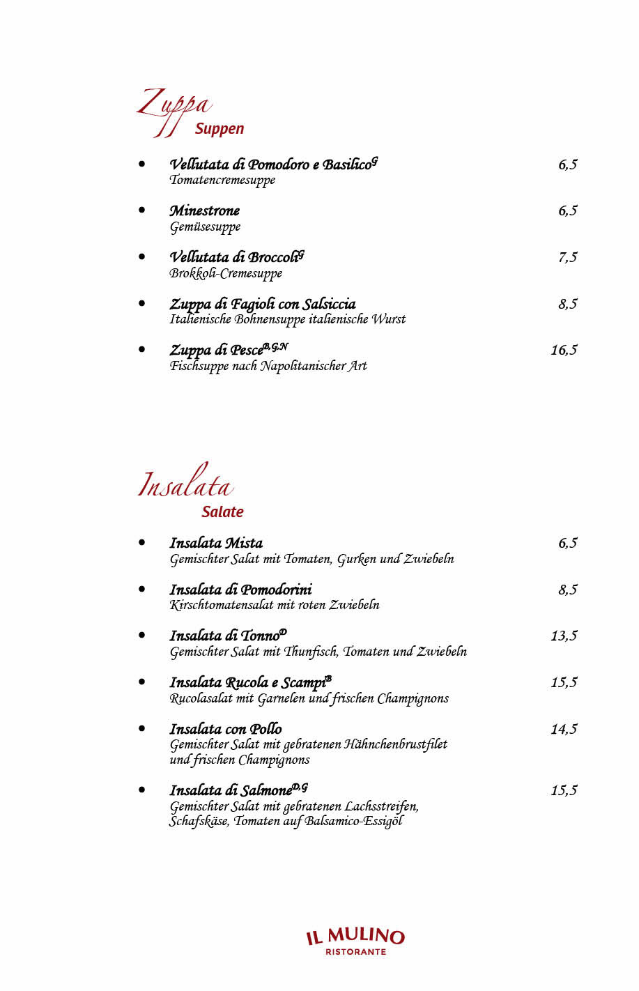 Ristorante Il Mulino Berlin - Steglitz Speisekarte 3