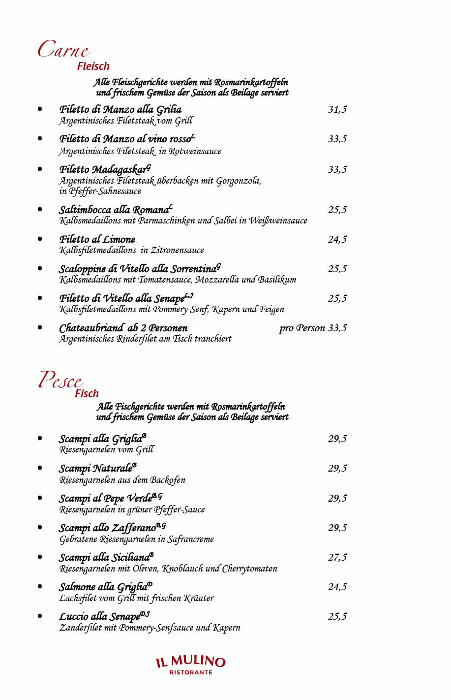 Ristorante Il Mulino Berlin - Steglitz Speisekarte 6