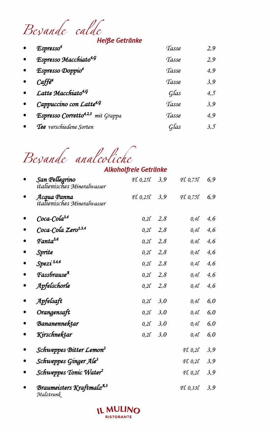 Ristorante Il Mulino Berlin - Steglitz Speisekarte 8