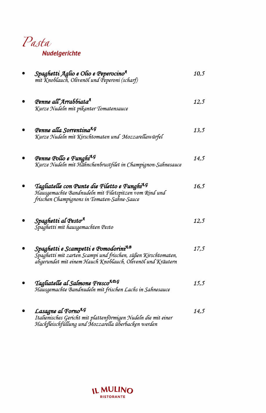 Ristorante Il Mulino Berlin - Steglitz Speisekarte 6